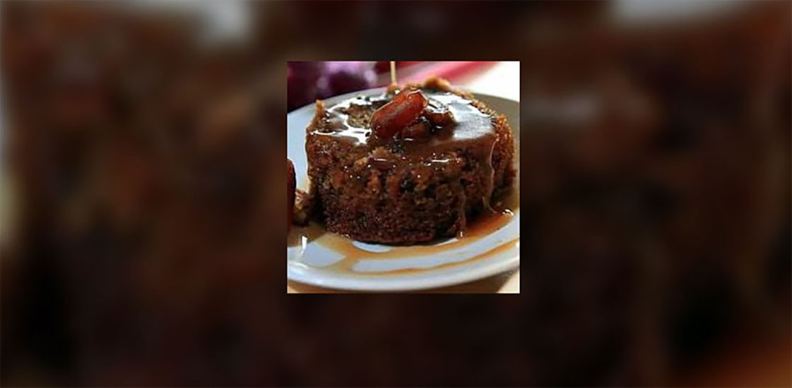 Sticky toffee pudding with hot toffee sauce