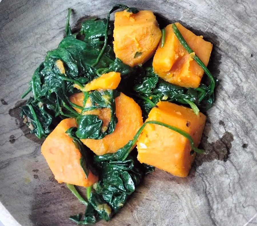 Sweet potato and spinach stew